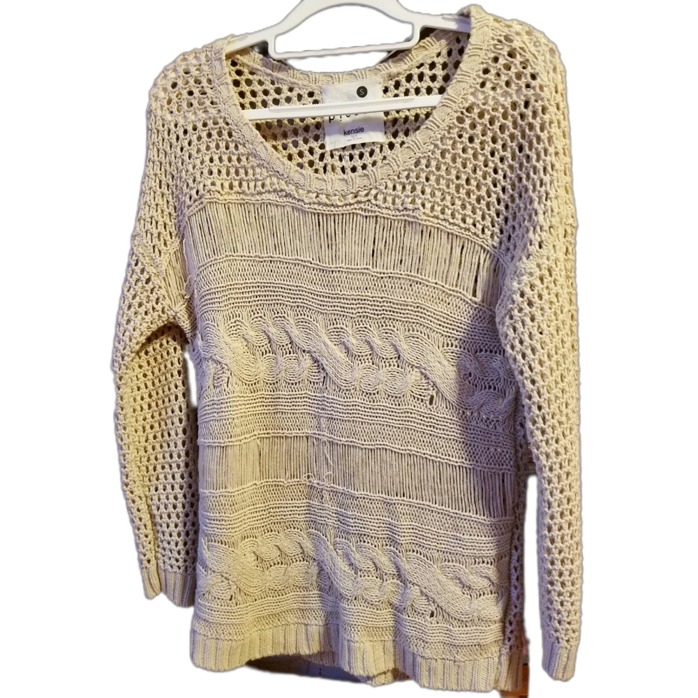 Kensie Sand Crochet Sweater with tank